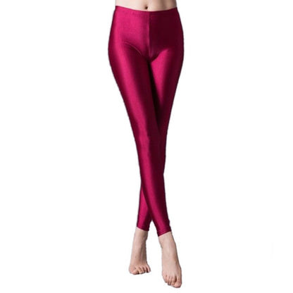 Shinny Elasticity Solid Color Leggings - Azahshopping