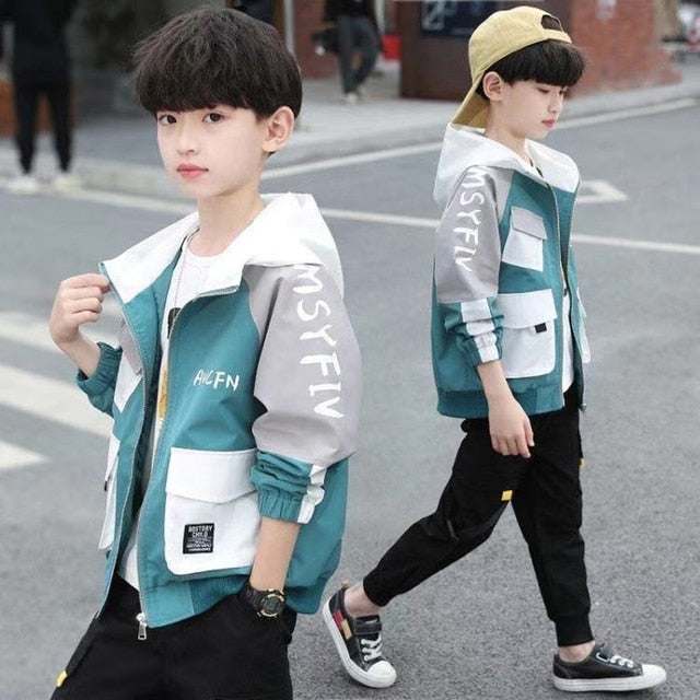 Mid-length Plus Velvet Thickening Hooded Cotton Coat For Boys