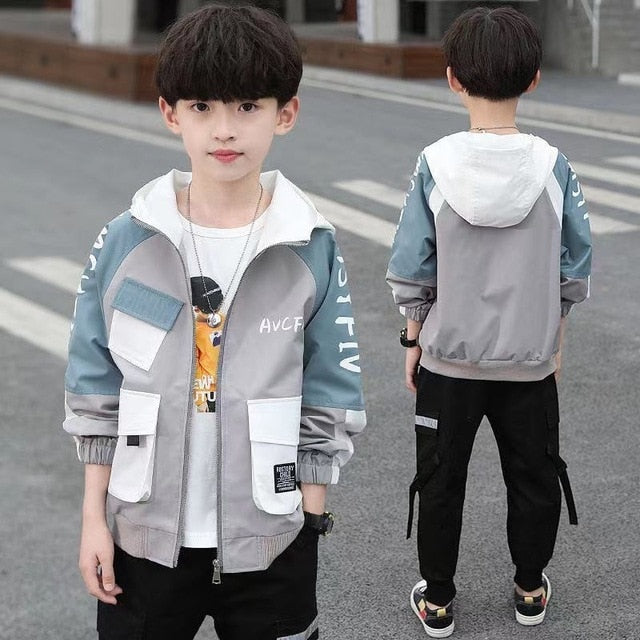 Mid-length Plus Velvet Thickening Hooded Cotton Coat For Boys