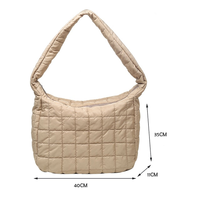 Lattice Pattern Shoulder Bag Space Cotton