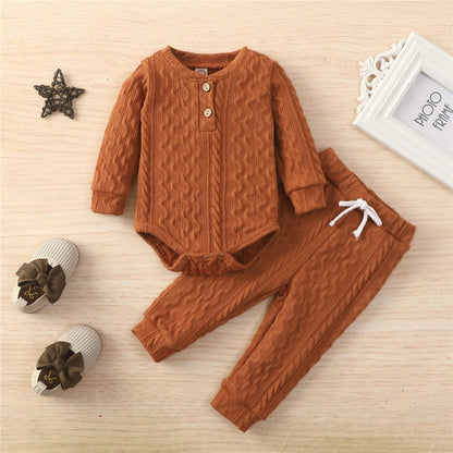 Knitted Warm 2pcs Suit Toddler Girl Boy Long Sleeve Romper