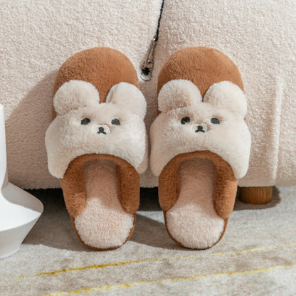 Non-slip Soft Warm House Shoes Men Ladies Indoor Bedroom Couples Cartoon Rabbit Bear Floor Slides