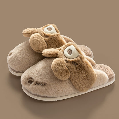 Non-slip Soft Warm House Shoes Men Ladies Indoor Bedroom Couples Cartoon Rabbit Bear Floor Slides