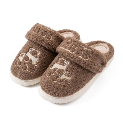 Non-slip Soft Warm House Shoes Men Ladies Indoor Bedroom Couples Cartoon Rabbit Bear Floor Slides