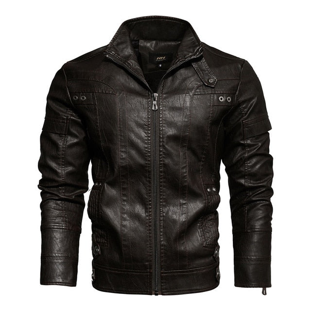 Mens Motorcycle Jacket Autumn Winter Men New Faux Pu Leather