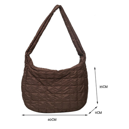 Lattice Pattern Shoulder Bag Space Cotton