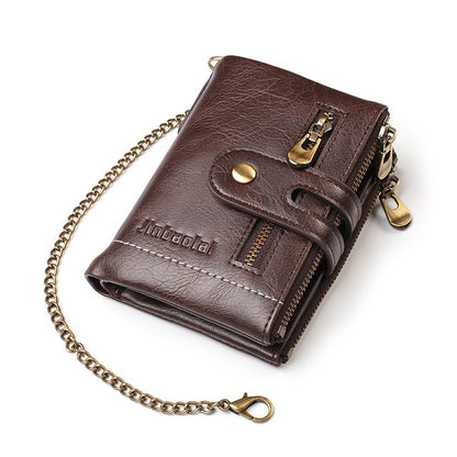 PU Leather Short Card Holder Chain Purse