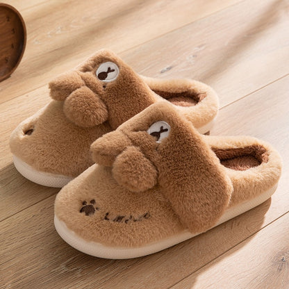 Non-slip Soft Warm House Shoes Men Ladies Indoor Bedroom Couples Cartoon Rabbit Bear Floor Slides