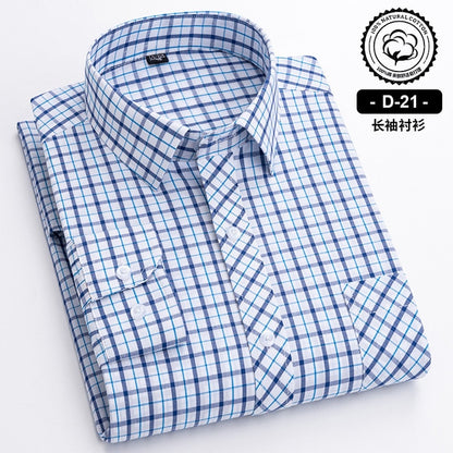 Long Sleeve Cotton Plaid Casual Shirts For Men