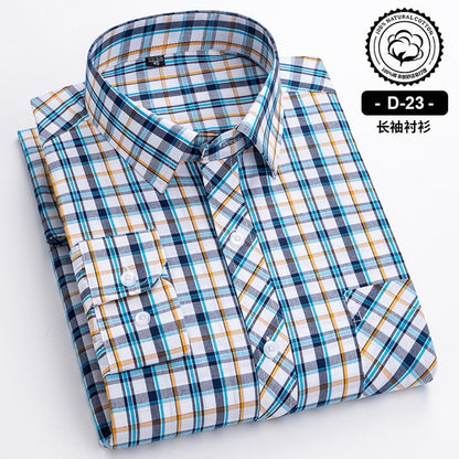 Long Sleeve Cotton Plaid Casual Shirts For Men