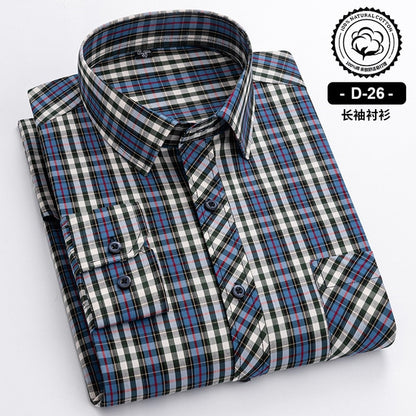 Long Sleeve Cotton Plaid Casual Shirts For Men