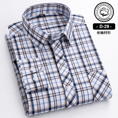 Long Sleeve Cotton Plaid Casual Shirts For Men