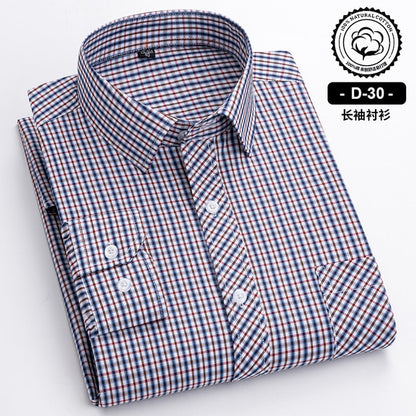 Long Sleeve Cotton Plaid Casual Shirts For Men