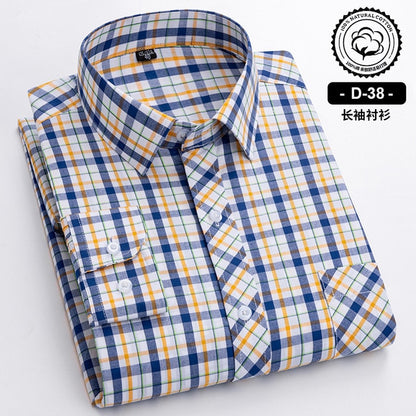 Long Sleeve Cotton Plaid Casual Shirts For Men