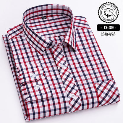 Long Sleeve Cotton Plaid Casual Shirts For Men