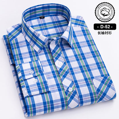 Long Sleeve Cotton Plaid Casual Shirts For Men