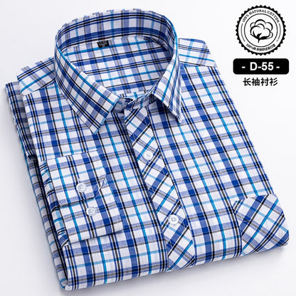 Long Sleeve Cotton Plaid Casual Shirts For Men