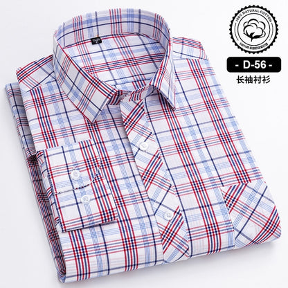 Long Sleeve Cotton Plaid Casual Shirts For Men