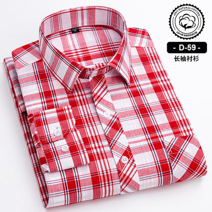 Long Sleeve Cotton Plaid Casual Shirts For Men