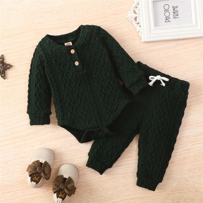 Knitted Warm 2pcs Suit Toddler Girl Boy Long Sleeve Romper