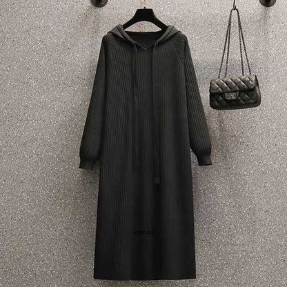 Vintage Large Loose Dress With Hooded