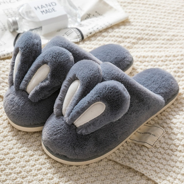 New Design Women Winter Furry Slippers Rabbit Ears