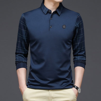 Solid Long Sleeve Polo Shirt for Men