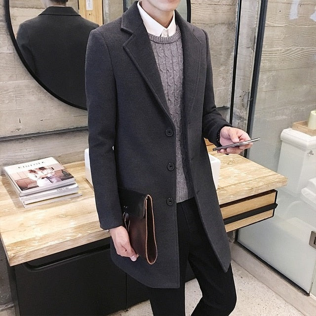 Mens Leisure Overcoat Casual Business Trench Coat