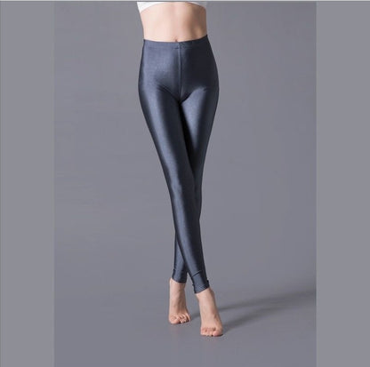 Shinny Elasticity Solid Color Leggings - Azahshopping