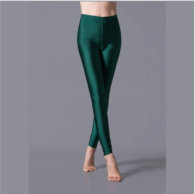 Shinny Elasticity Solid Color Leggings - Azahshopping