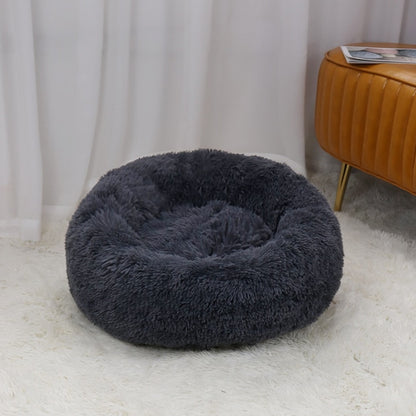 Super Soft Pet Cat Bed Plush Full Size Washable Calm Bed Donut Bed