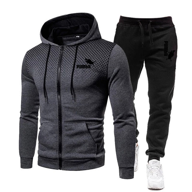 Printing Hoodie Set Fleece Zipper Sweatshirt Tracksuits