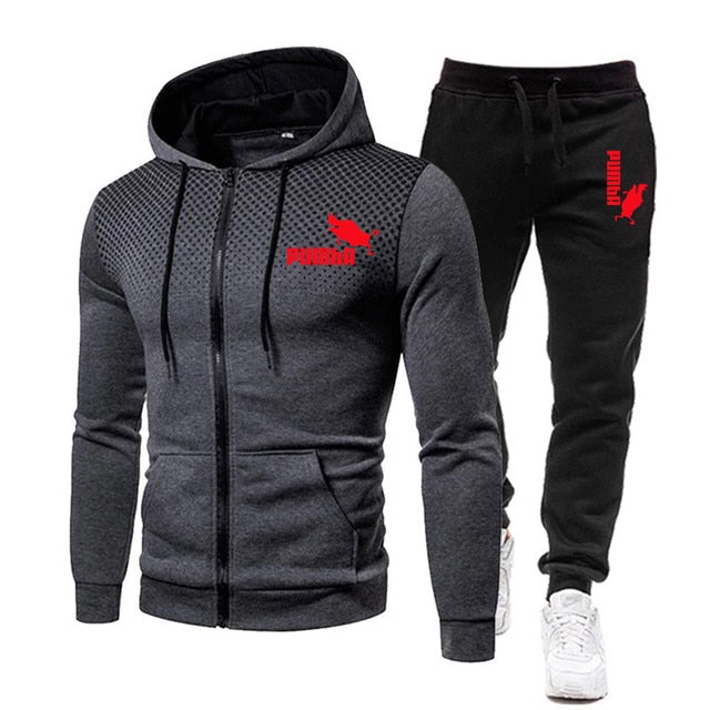 Printing Hoodie Set Fleece Zipper Sweatshirt Tracksuits