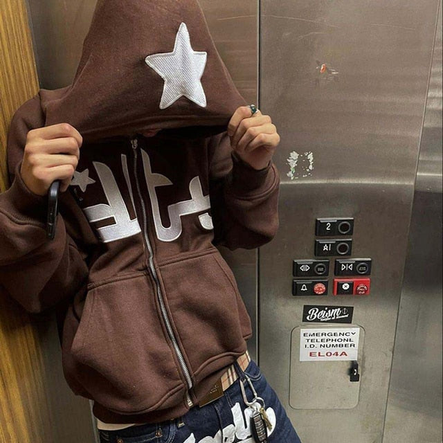 Men Letter Printed Hoodies Harajuku High Street Hooded Sweatshirts Y2k