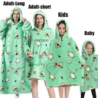 Extra Long Hoodies Winter Tv Blanket Plush Fleece Family Matching Outfits