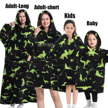 Extra Long Hoodies Winter Tv Blanket Plush Fleece Family Matching Outfits