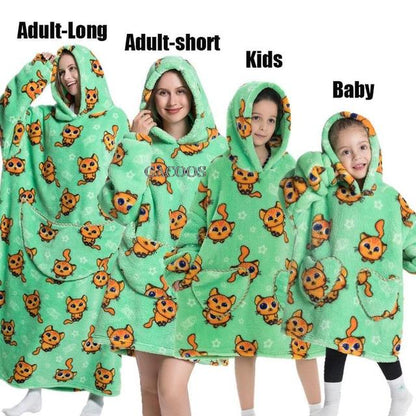 Extra Long Hoodies Winter Tv Blanket Plush Fleece Family Matching Outfits