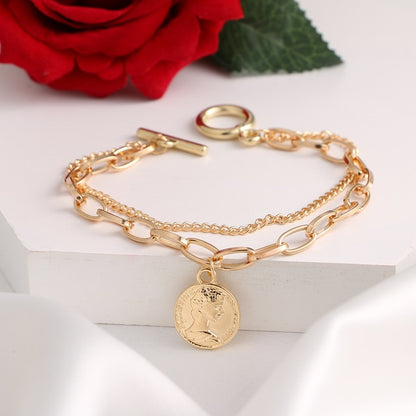 Fashion Statement Metal Bangle Bracelet Trendy Gold Color Chain OT Link Bracelet