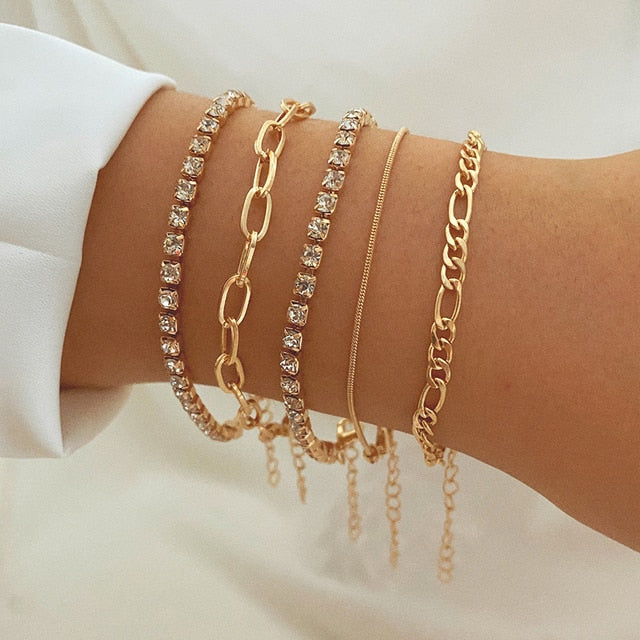 Fashion Statement Metal Bangle Bracelet Trendy Gold Color Chain OT Link Bracelet