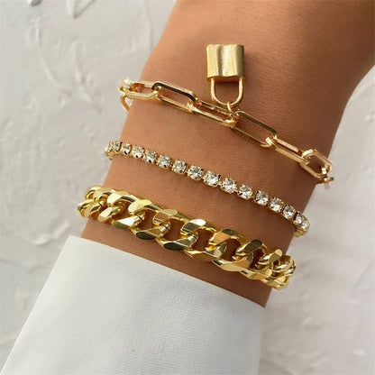 Fashion Statement Metal Bangle Bracelet Trendy Gold Color Chain OT Link Bracelet