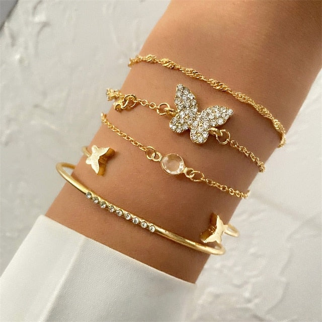 Fashion Statement Metal Bangle Bracelet Trendy Gold Color Chain OT Link Bracelet