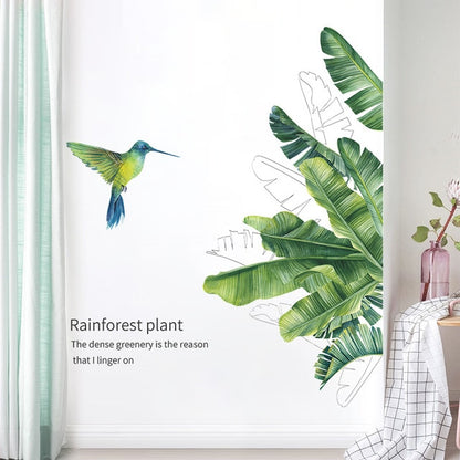 Removable Tropical Leaves Flowers Bird Wall Stickers