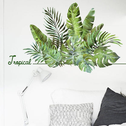 Removable Tropical Leaves Flowers Bird Wall Stickers