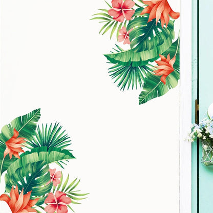 Removable Tropical Leaves Flowers Bird Wall Stickers