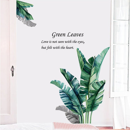 Removable Tropical Leaves Flowers Bird Wall Stickers