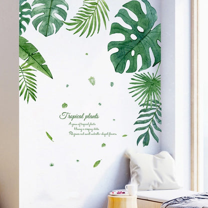 Removable Tropical Leaves Flowers Bird Wall Stickers