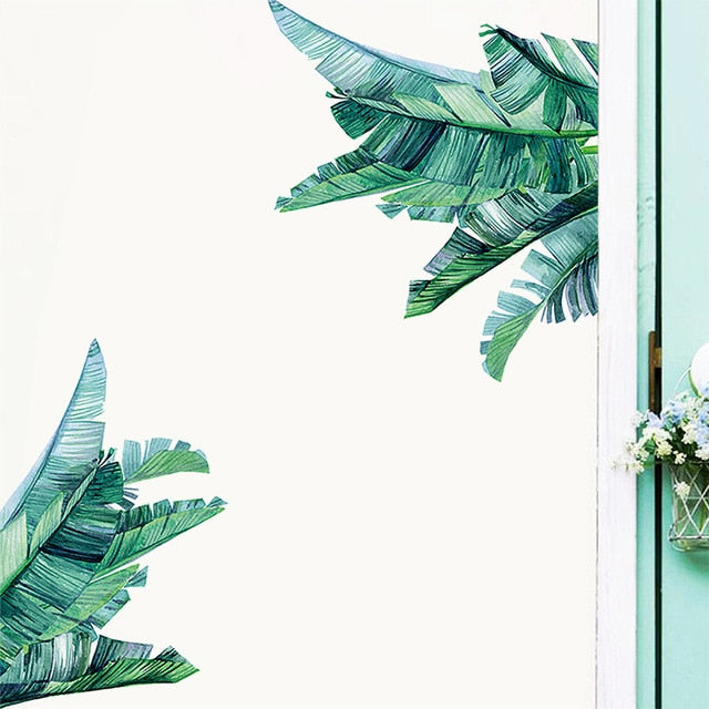 Removable Tropical Leaves Flowers Bird Wall Stickers