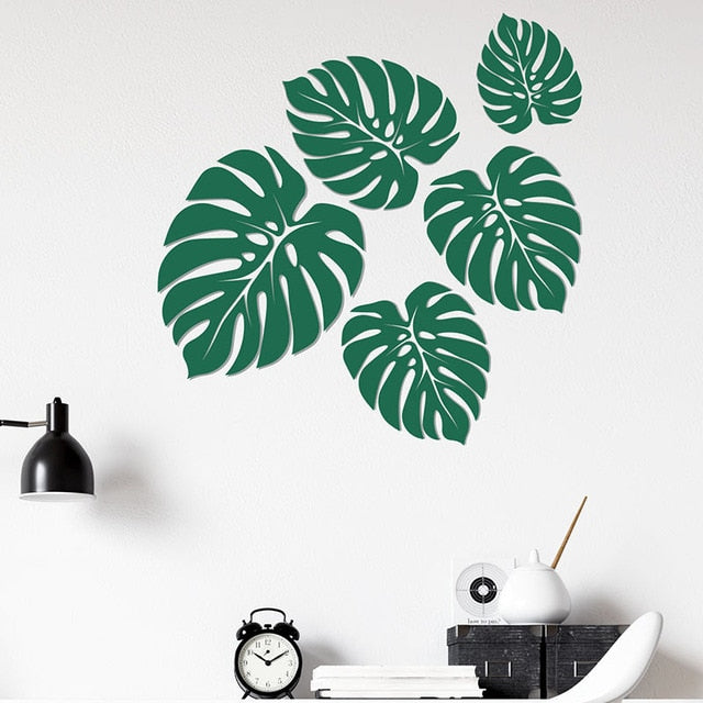 Removable Tropical Leaves Flowers Bird Wall Stickers