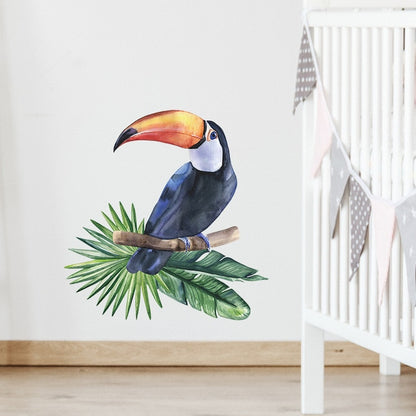 Removable Tropical Leaves Flowers Bird Wall Stickers