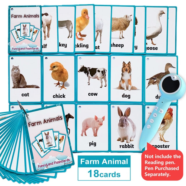 Kids Montessori Baby Learn English Word Card Flashcards Cognitive Educational Toys